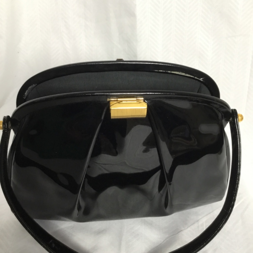 Genuine Patent Leather Vintage Handbag Black Prestige Vintage 1950s 1960s - Picture 7 of 10